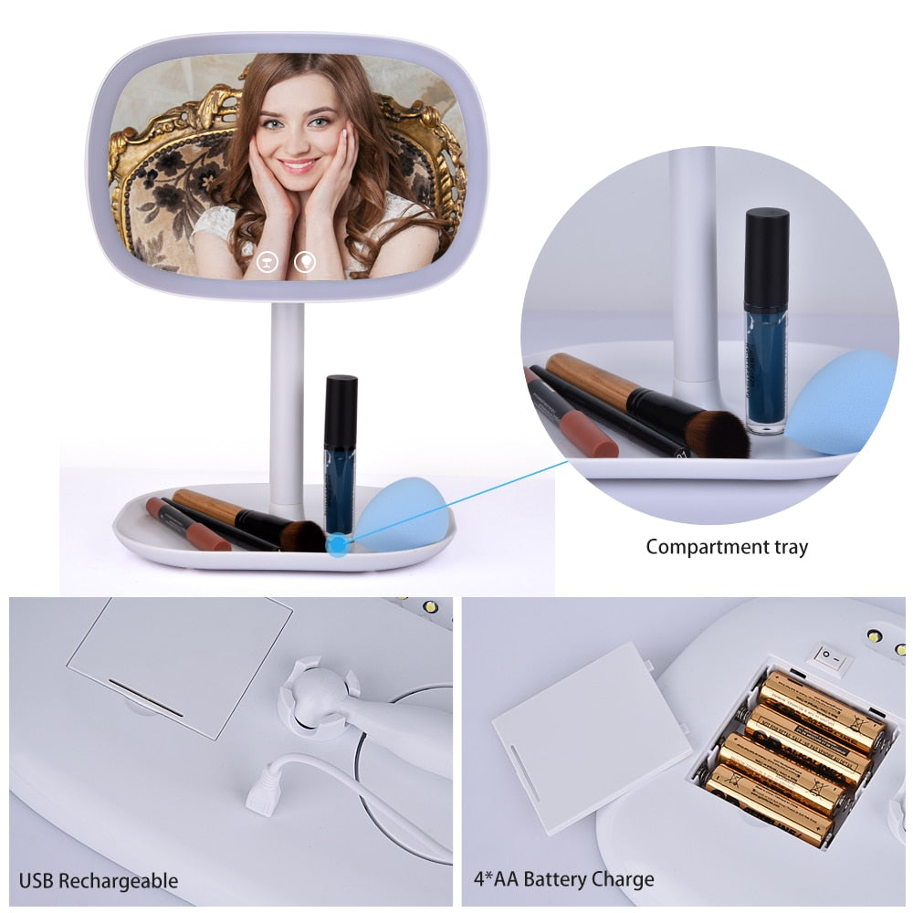 47 LED Lights 360 Rotating Desktop Mirror Touch